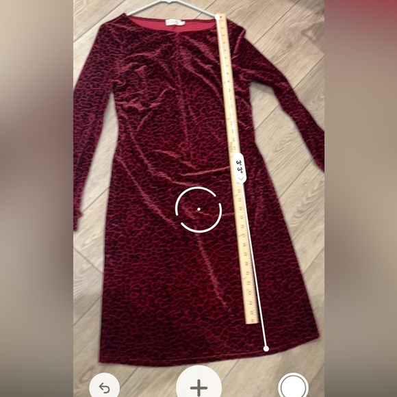 Vintage 8 CDC Red velvet leopard/cheetah print with Long Sleeves for Cocktail - Picture 8 of 9